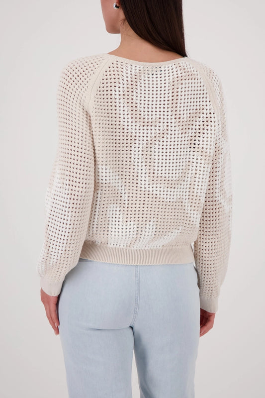 Crochet Beige jumper with floral pattern