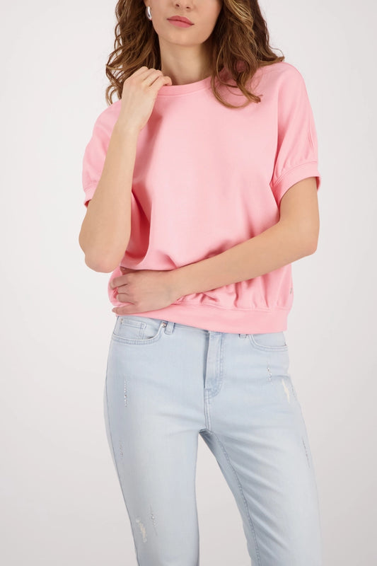 Monari Pink Short Sleeve Crew Neck Cotton Sweatshirt