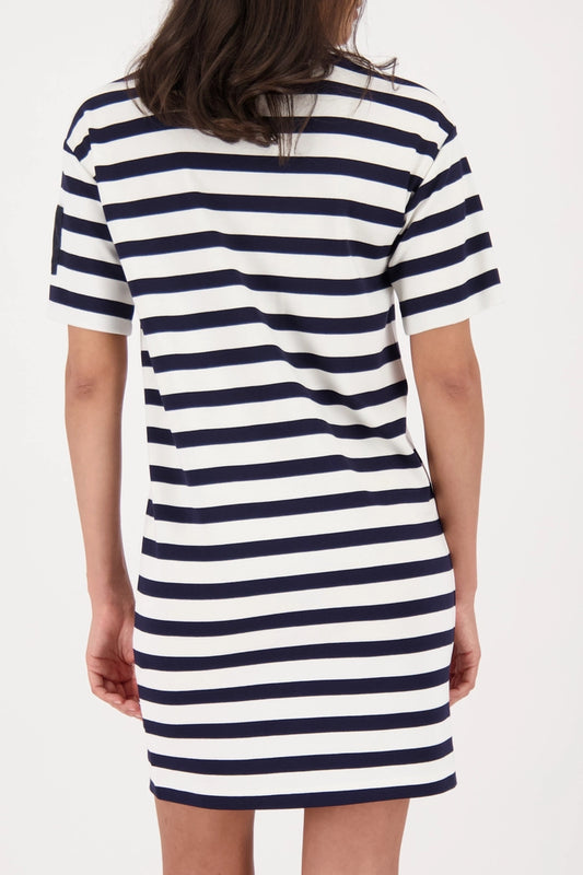 Monari Marine Blue & White Sweatshirt Dress with Stripes