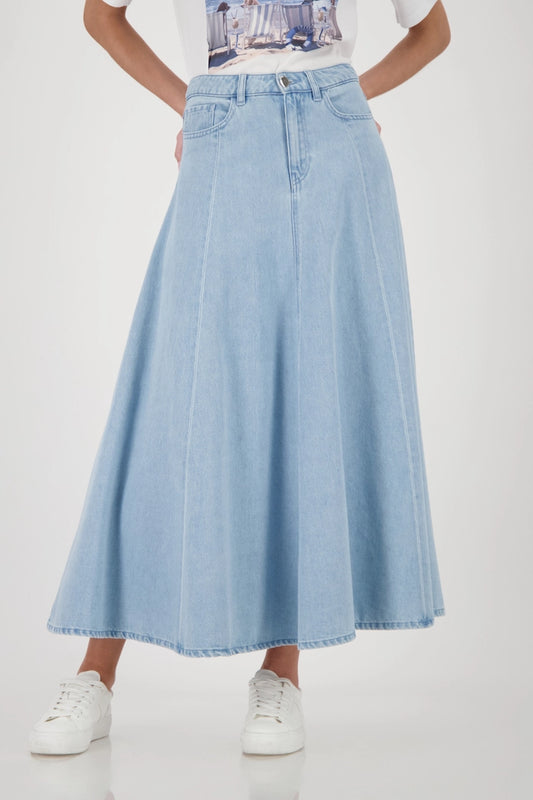 Monari Light Blue Denim Maxi Skirt