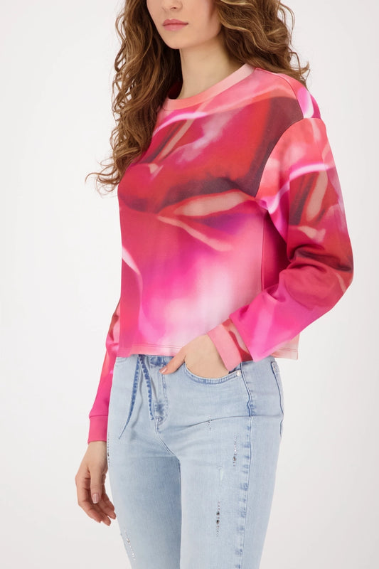 Monari Pink All-Over Print Long Sleeve Viscose Blouse Top