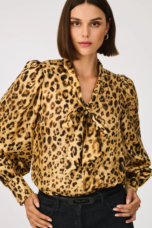 Weill pussy bow leopard print shirt 117002