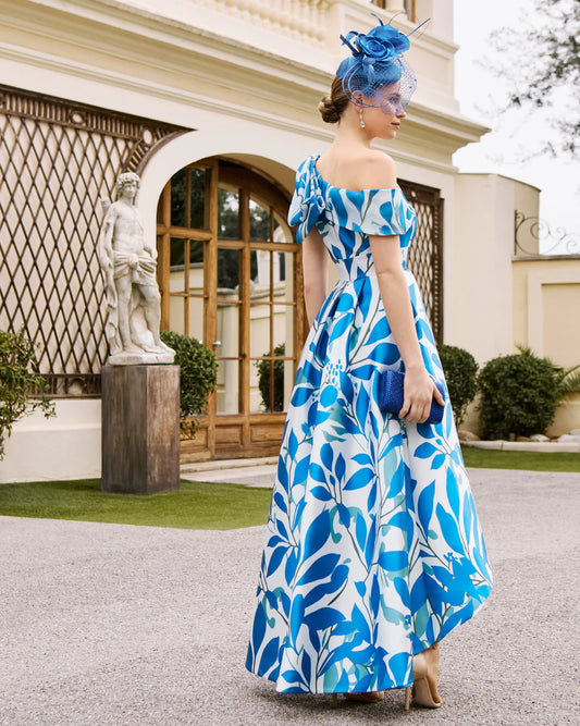 Couture Club Cobalt Blue Patterned A-Line Dress