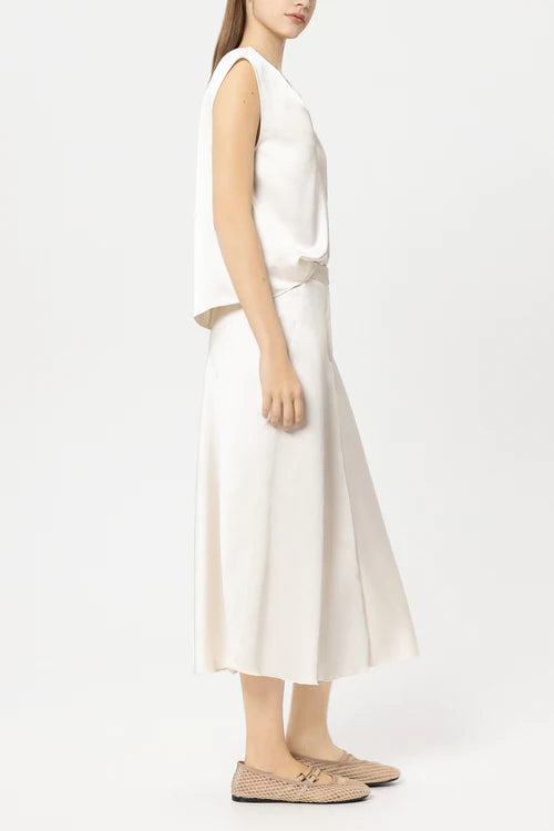 Luisa Cerano Cream Satin Top with Knot Detail