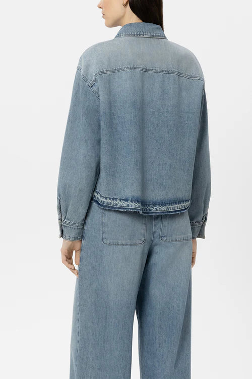 Luisa Cerano Denim Boxy Shirt with Raw Hem