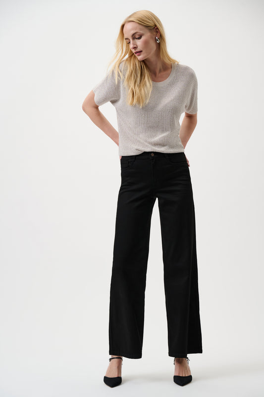 Joseph Ribkoff Black Classic Wide-Leg Stretch Jeans