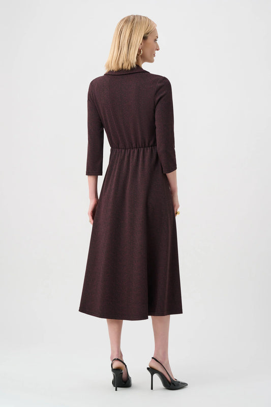 Joseph Ribkoff Berry & Black Herringbone Fit And Flare Wrap Dress