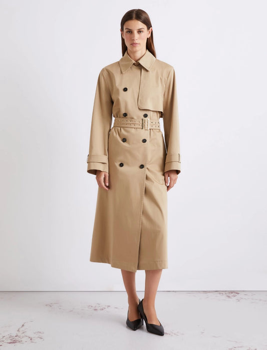 Marella Natural Cotton Satin Trench Coat