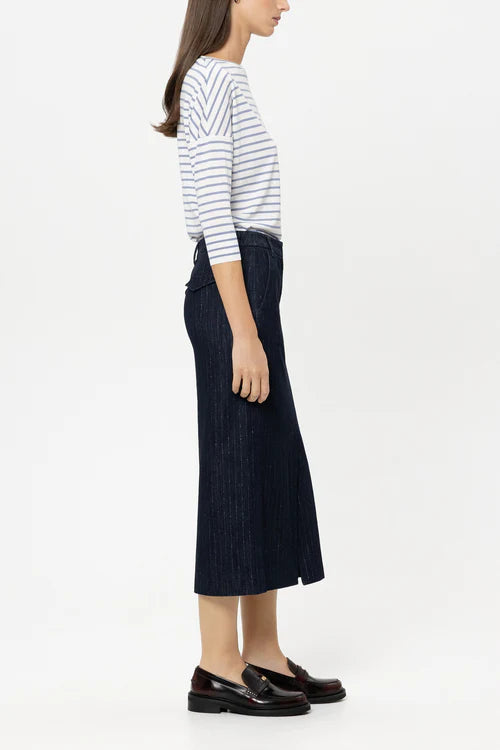 Luisa cerano Blue Striped T- Shirt with Ribbed Detail