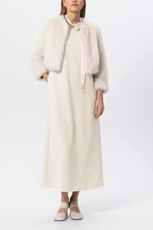 Luisa Cerano Eggshell Short Faux Fur Jacket