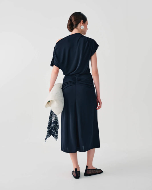 Beatrice B Black Off Shoulder Top with Gathered Details