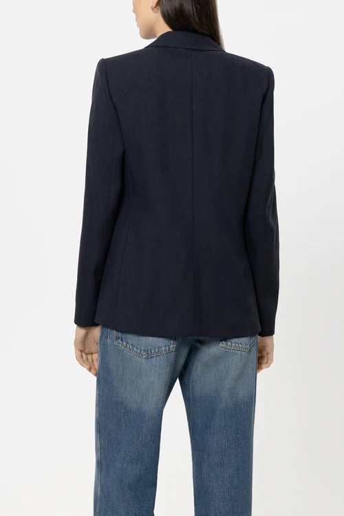 Luisa Cerano Navy Double Breasted Gaberdine Blazer
