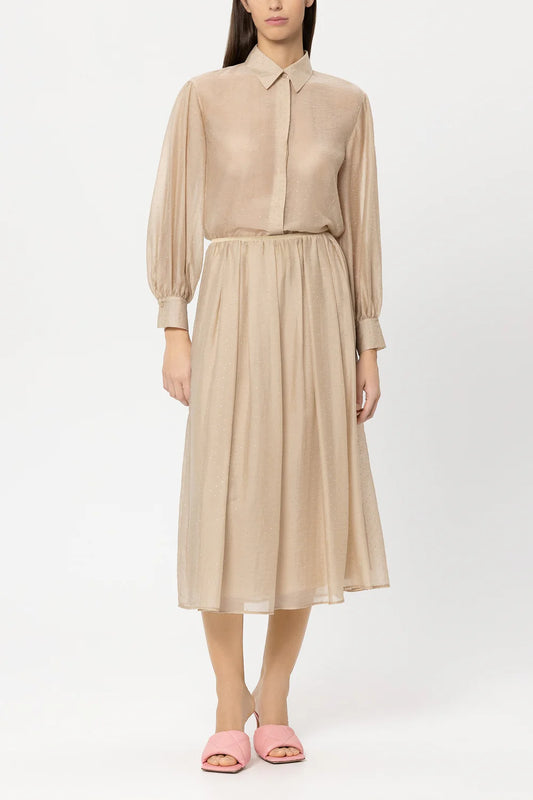 Luisa Cerano Camel Midi Skirt with Rhinestones