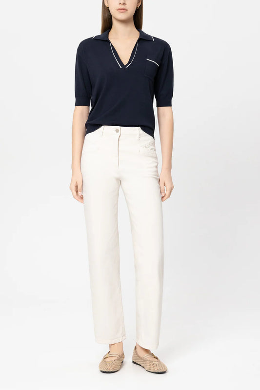 Luisa Cerano Cream Authentic Straight Leg Denim Jeans