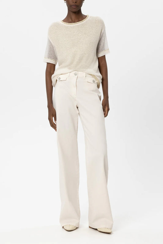 Luisa Cerano Milk Wide Leg Coloured Denim Jeans with Stretch
