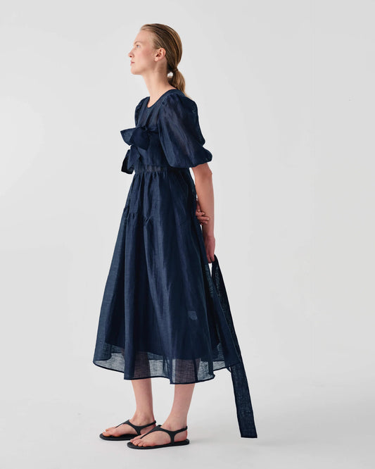 Beatrice b Blue Midi Organza Dress with Bow