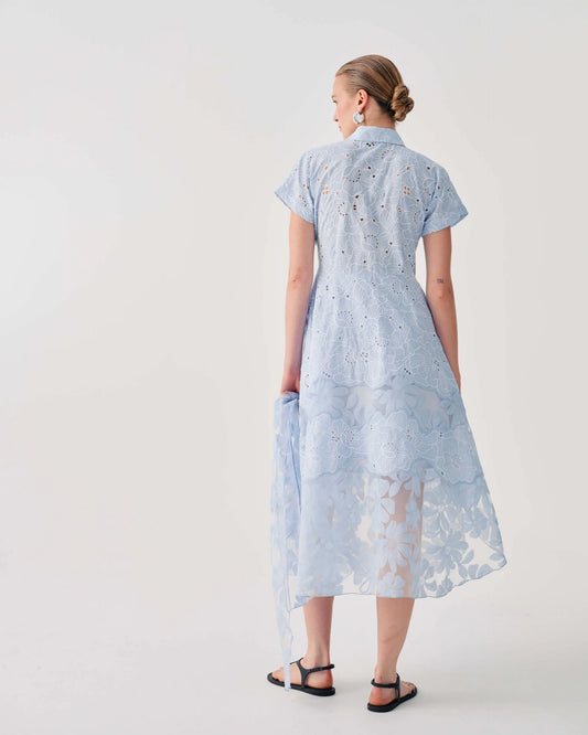 Beatrice b Blue Water Broderie Anglaise Shirt Dress with Belt