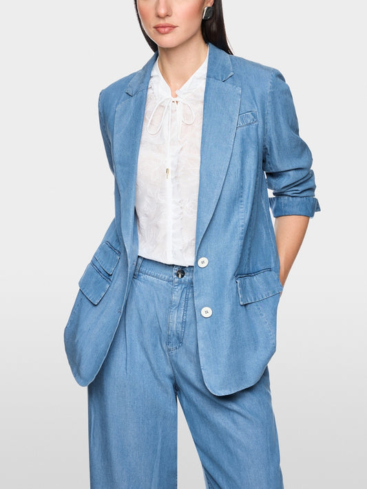 Marc Cain Light Blue Denim Oversized Single Breasted Jacket