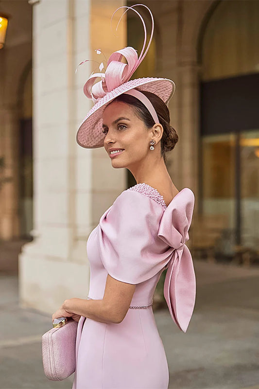 Couture Club Blush Pink Bardot Neckline Dress with Embellishment