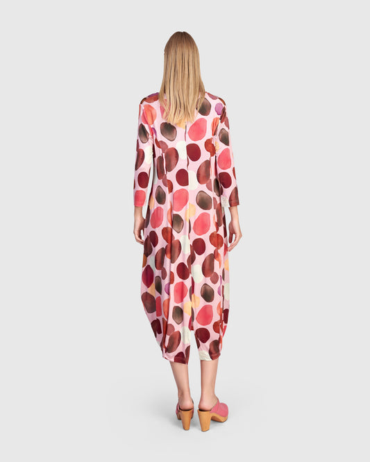 Alembika Pink Large Spot Print Loose Fit Midi Dress