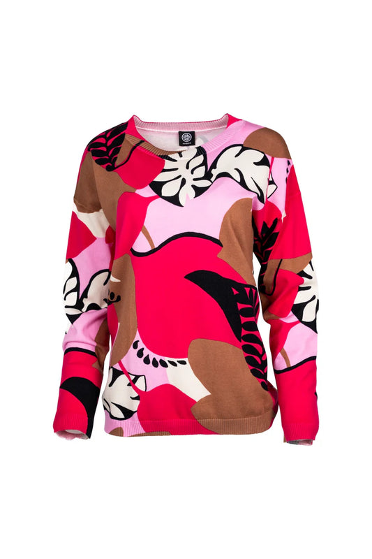 Faber Pink Wave Round Neck Sweater