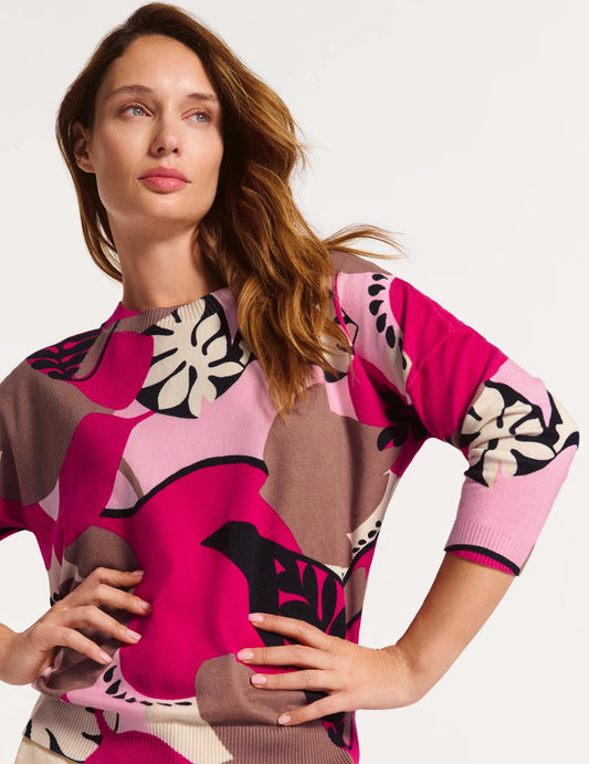 Faber Pink Wave Round Neck Sweater