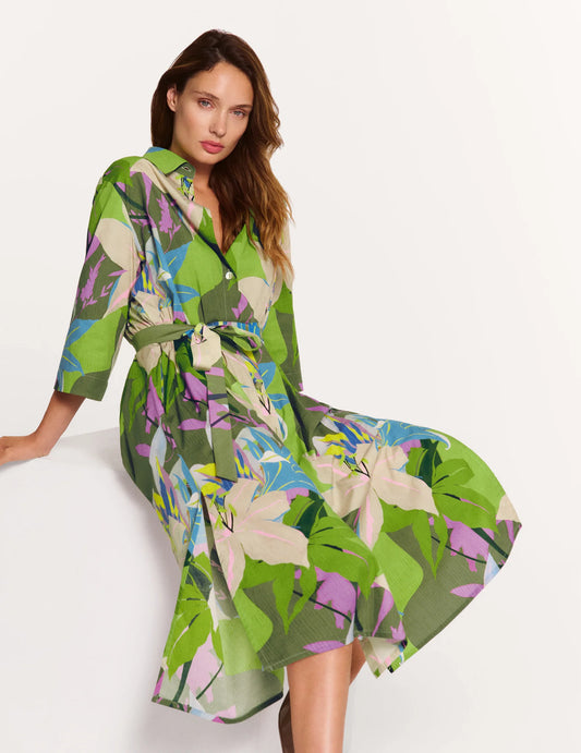 Faber Colourful Exotic Floral Shirt Dress