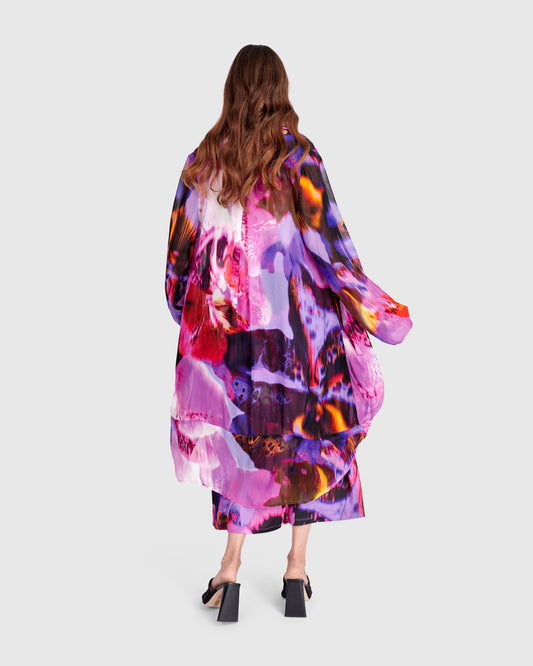Orchid Long Relaxed Fit Viscose Jacket with Long Sleeves