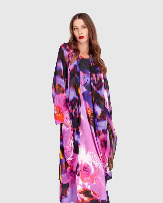 Orchid Long Relaxed Fit Viscose Jacket with Long Sleeves