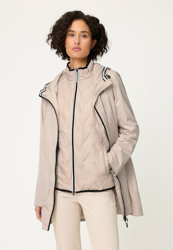 Olsen Beige 2-in-1 Outdoor Jacket with Detachable Gilet, Hood & Zipped Pockets