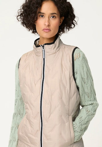 Olsen Beige 2-in-1 Outdoor Jacket with Detachable Gilet, Hood & Zipped Pockets