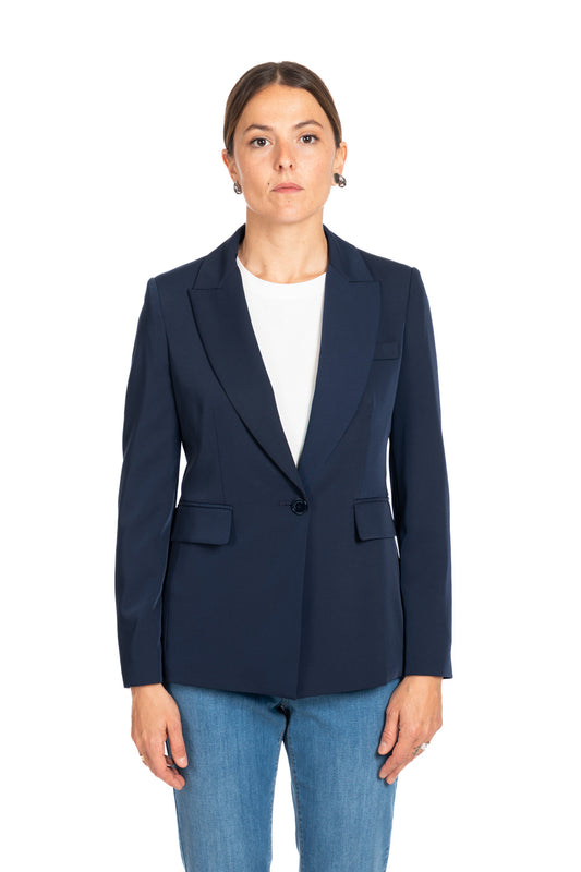 Diana Gallesi Navy Blue Single-Breasted Blazer