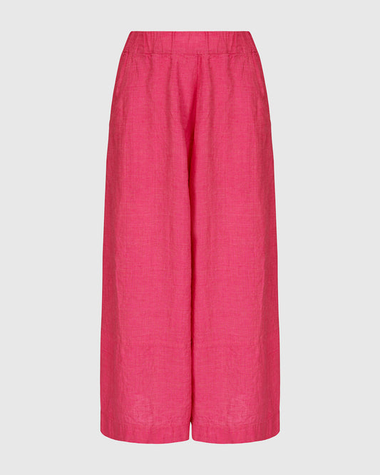 Alembika Fuchsia Wide‑Leg Linen Trousers with Elasticated Waist