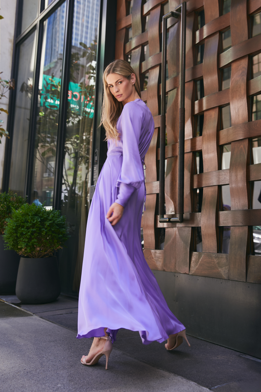 Nouvelle Silk 95 Violet Palm Beach Long Silk Dress