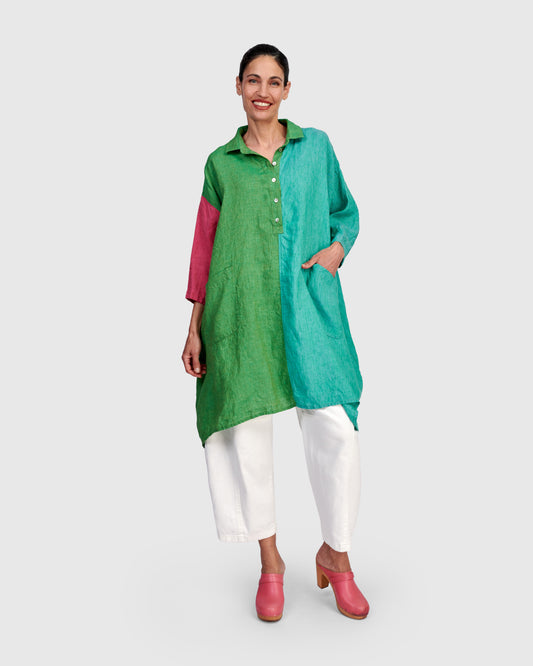 Alembika Multi‑Coloured Block Oversized Linen Tunic