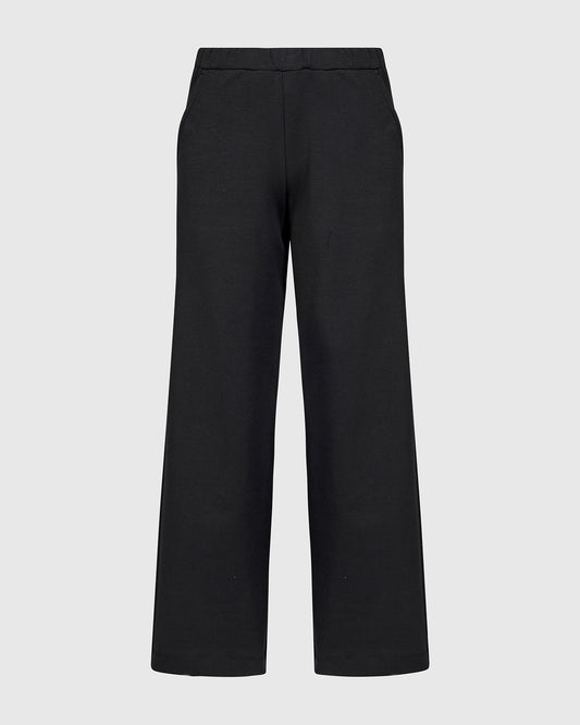 Alembika Black Wide‑Leg Relaxed Jersey Trousers with Elasticated Waist
