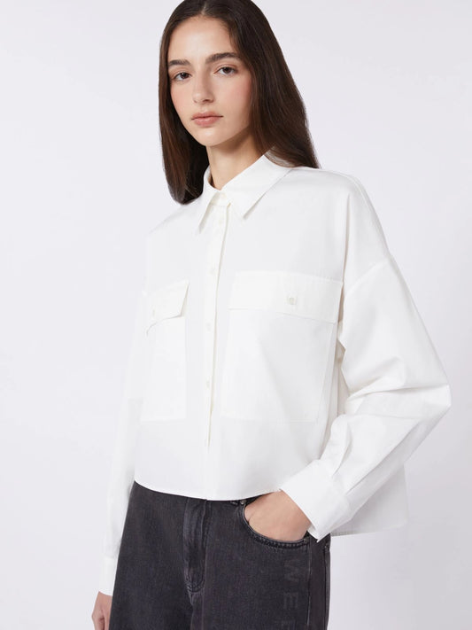 Max Mara Weekend White Asymmetrical Hem Boxy Shirt