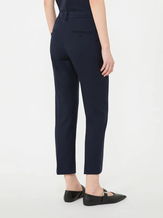 Max Mara Weekend Navy Stretch Cotton Straight Leg Ankle Length Trousers