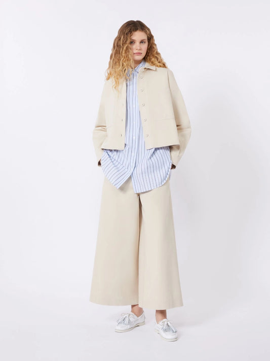 Max Mara Weekend Sand Cotton Drill Crop Wide Leg Trousers