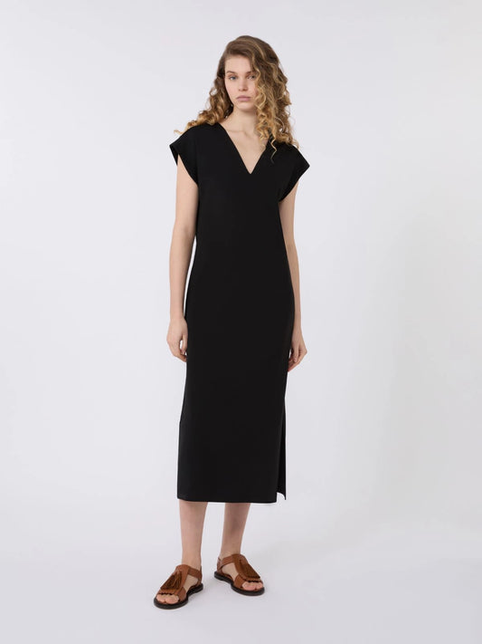 Max Mara Weekend Black Milano Jersey V neck Dress