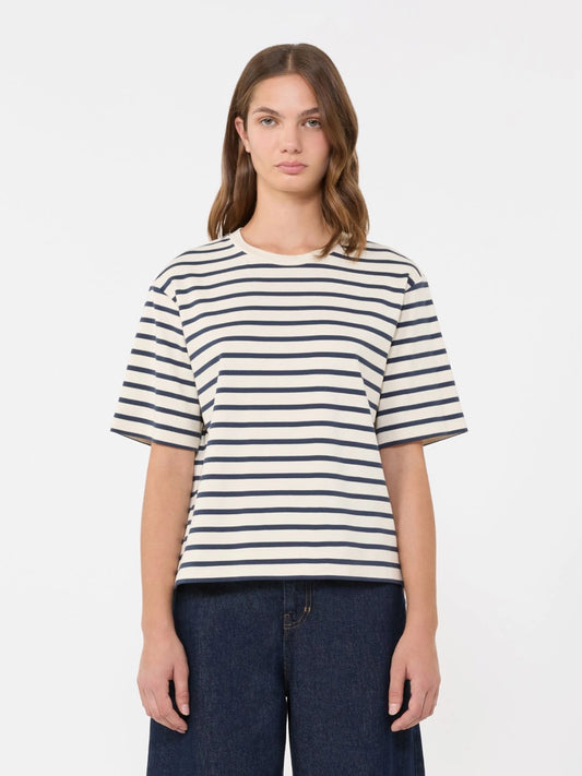 Max Mara Weekend Ecru Striped Boxy Short-Sleeve T-Shirt