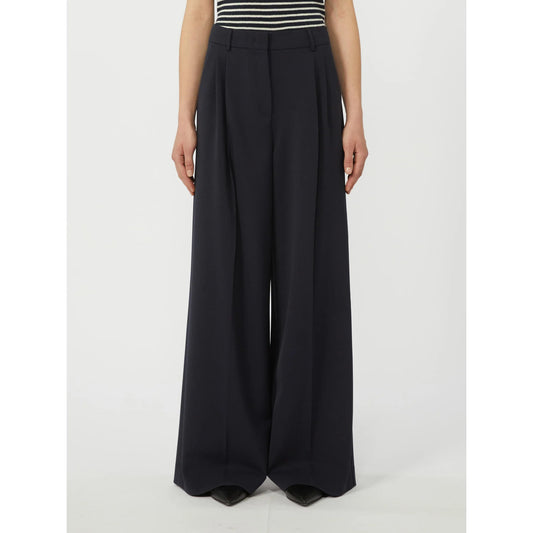 Max Mara Weekend Navy Wide Leg Wool Blend Trousers