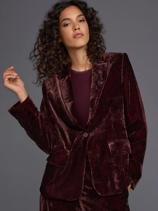 Marc Cain Wine Tailored Soft Velvet Jacket