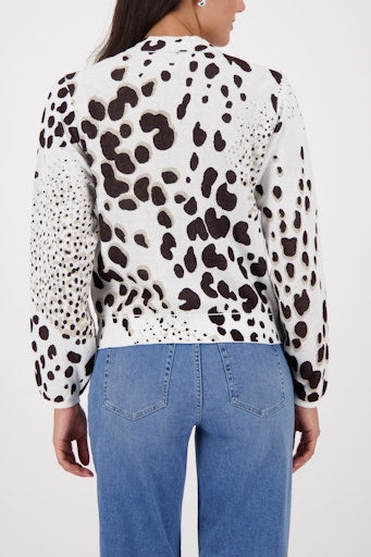 Monari Chocolate Leopard Jacquard Cardigan