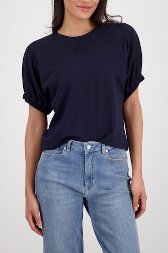 Monari Marine Blue Embossed Emblem Sweatshirt