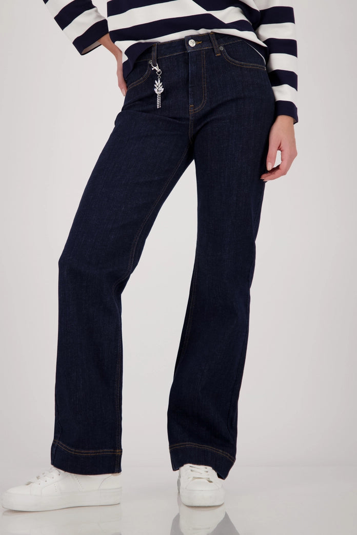 Monari Dark Denim Straight Leg Jeans with Charm