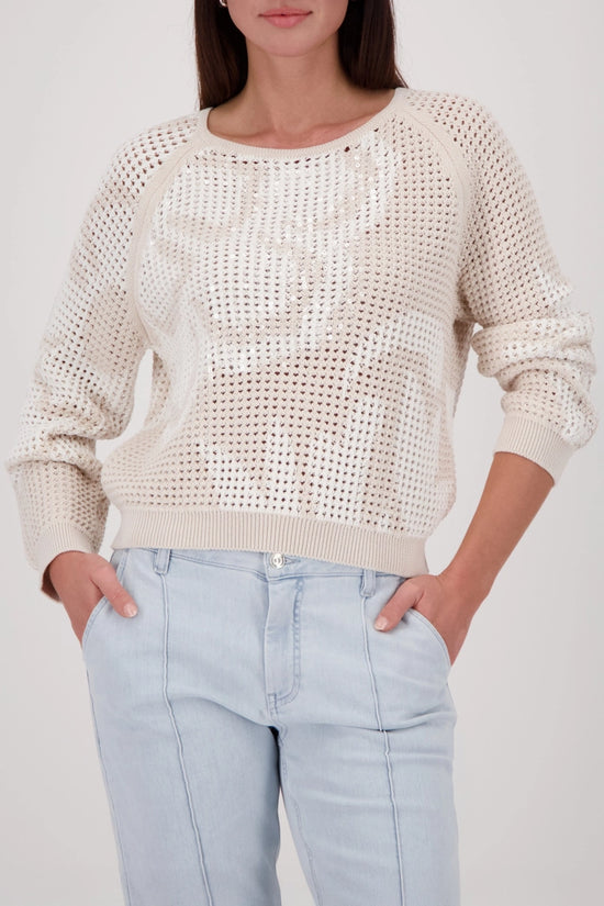 Crochet Beige jumper with floral pattern