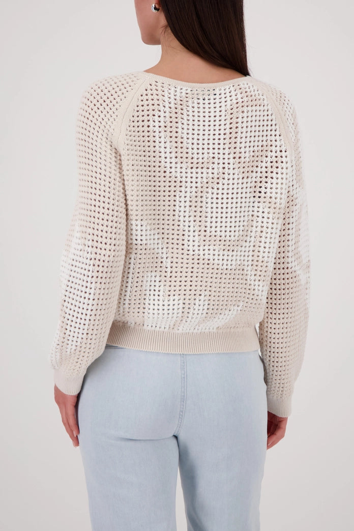 Crochet Beige jumper with floral pattern