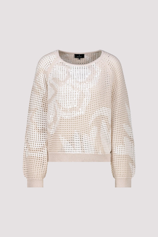 Crochet Beige jumper with floral pattern