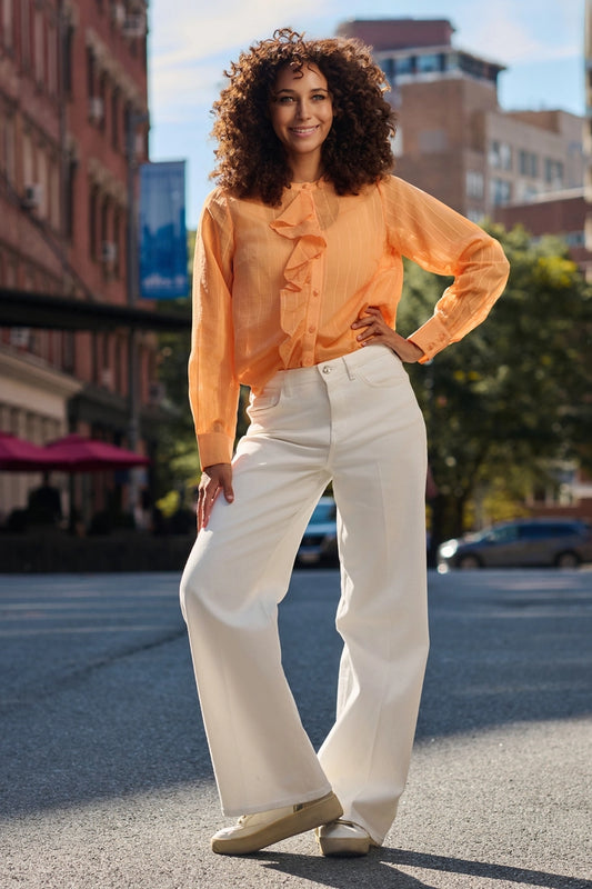 Monari Off-White Wide Leg Palazzo Jeans
